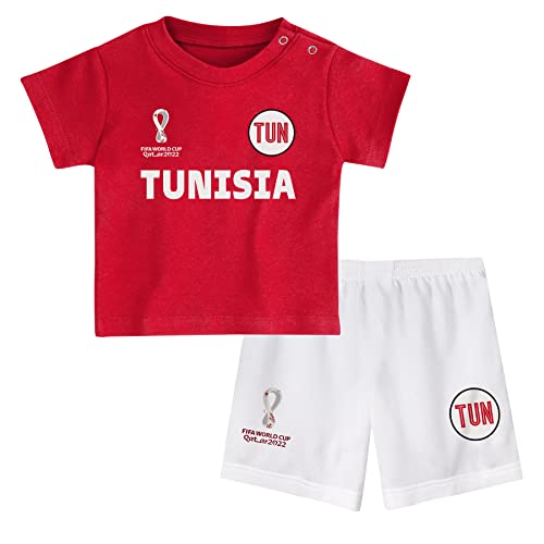 FIFA Kinder Offizielles World Cup 2022 T-Shirt & Shorts Set – Tunesien – Zuhause Country Tee, Weiß, 18 Months von FIFA