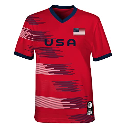 Offizielles Trikot der Fussball-Weltmeisterschaft der Frauen 2023 für Erwachsene, USA, Rot, Groß von FIFA