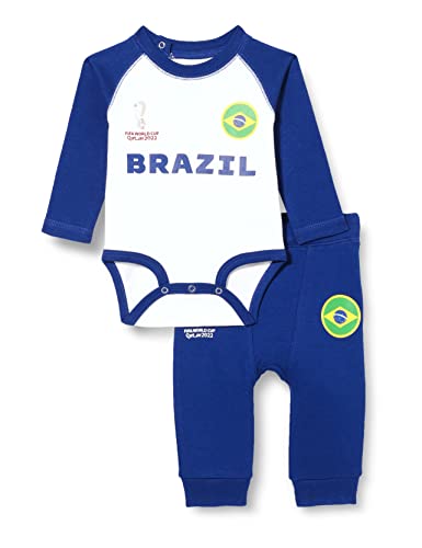 FIFA Unisex Baby Official World Cup 2022 Long Sleeve Grow & Pants Set, Baby's, Brazil, 24 Months, Blue von FIFA