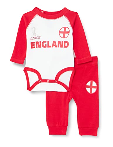 FIFA Unisex Baby Official World Cup 2022 Long Sleeve Grow & Pants Set, Baby's, England, 3-6 Months, Red von FIFA