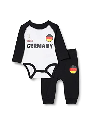 FIFA Unisex Baby Official World Cup 2022 Long Sleeve Grow & Pants Set, Baby's, Germany, 6-9 Months, Black von FIFA