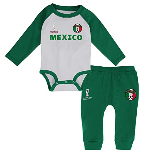 FIFA Unisex Baby Official World Cup 2022 Long Sleeve Grow & Pants Set, Baby's, Mexico, 12 Months, Green von FIFA