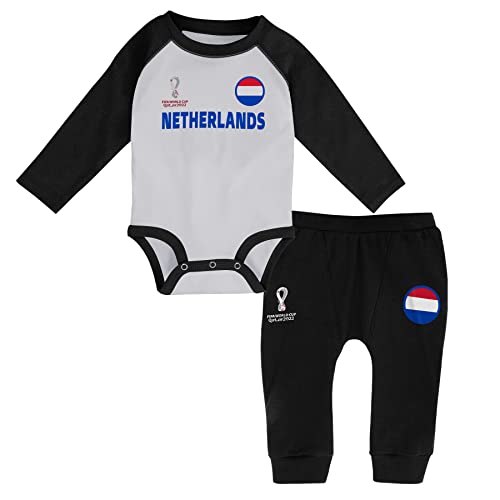 FIFA Unisex Baby Official World Cup 2022 Long Sleeve Grow & Pants Set, Baby's, Netherlands, 18 Months, Orange von FIFA