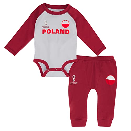 FIFA Unisex Baby Official World Cup 2022 Long Sleeve Grow & Pants Set, Baby's, Poland, 18 Months, Red von FIFA