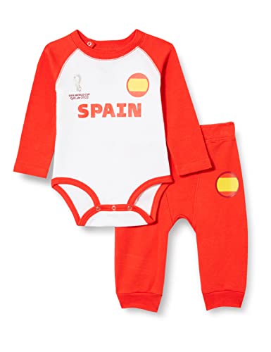 FIFA Unisex Baby Official World Cup 2022 Long Sleeve Grow & Pants Set, Baby's, Spain, 6-9 Months, Red von FIFA