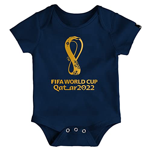 FIFA Unisex Baby Offizieller World Cup 2022 Logo Body Babystrampler, Navy, 12 Monate von FIFA