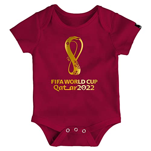 FIFA Unisex Baby Offizieller World Cup 2022 Logo Body Babystrampler, burgunderfarben, 12 Monate von FIFA