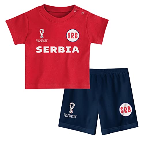 FIFA Unisex Kinder, Red, Kids Official World Cup 2022 & -Serbia Home Country Tee Shorts Set, Medium Age 3 UK von FIFA