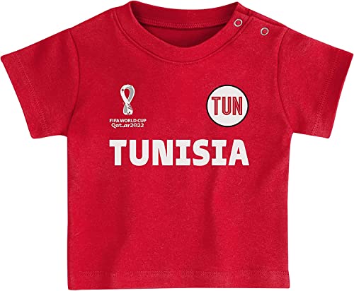 FIFA Unisex Kinder, White, Kids Official World Cup 2022 & -Tunisia Home Country Tee Shorts Set, Small Age 2 UK von FIFA