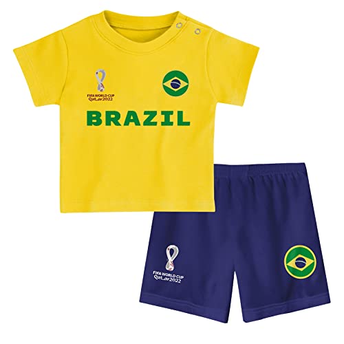 FIFA Unisex Kinder Official World Cup 2022 Tee & Short Set, Toddlers, Brazil, Alternate Colours, Age 3, Yellow, Medium von FIFA