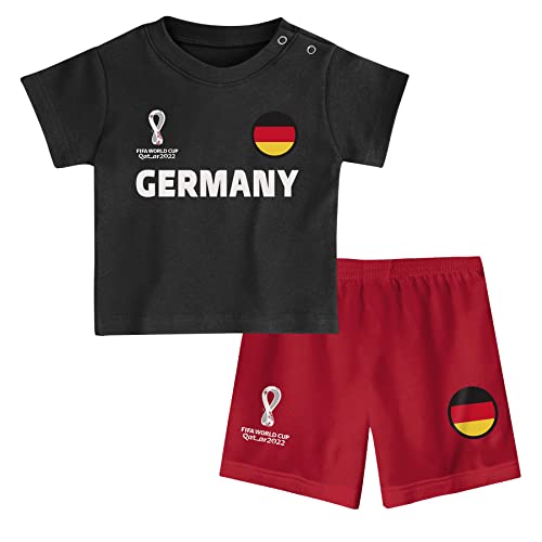 FIFA Unisex Kinder Official World Cup 2022 Tee & Short Set, Toddlers, Germany, Alternate Colours, Age 2, Black, Small von FIFA