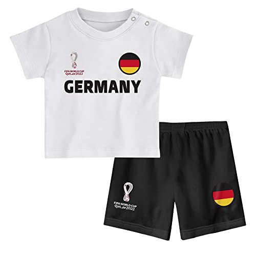 FIFA Unisex Kinder Official World Cup 2022 Tee & Short Set, Toddlers, Germany, Team Colours, Age 2, White, Small von FIFA