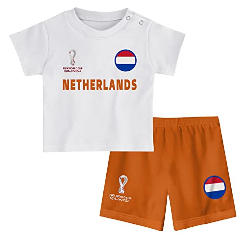 FIFA Unisex Kinder Official World Cup 2022 Tee & Short Set, Toddlers, Netherlands, Alternate Colours, Age 4, White, Large von FIFA