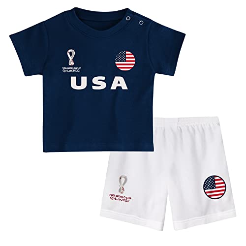 FIFA Unisex Kinder Official World Cup 2022 Tee & Short Set, Toddlers, USA, Alternate Colours, Age 3, White, Medium von FIFA