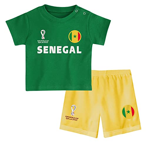 FIFA Kinder Offizielles World Cup 2022 T-Shirt und Shorts – Senegal – Home Country Tee & Shorts Set, grün, 12 Months von FIFA