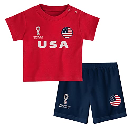 FIFA Kinder Offizielles World Cup 2022 T-Shirt und Shorts Set – Usa – Zuhause Country Tee & Shorts, Weiß, 18 Months von FIFA
