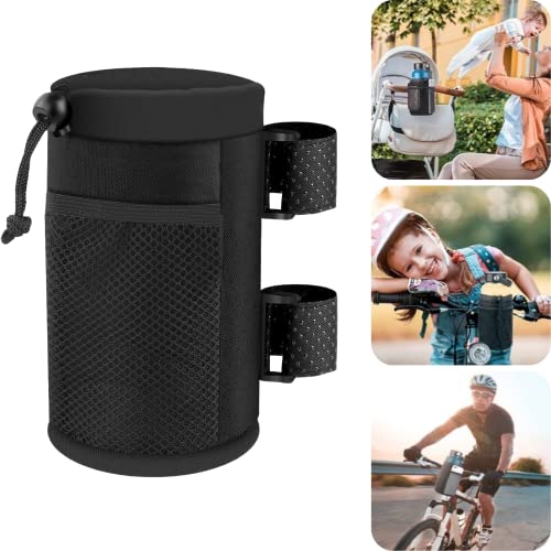 FIGFYOU Fahrrad Flaschenhalter Flaschentasche Getränkehalter Schwarz Wasserflaschenhalter Fahrradflaschenhalterung Fahrrad Becherhalter mit Netztasche für MTB Folding Rennräder Rollstuhl von FIGFYOU