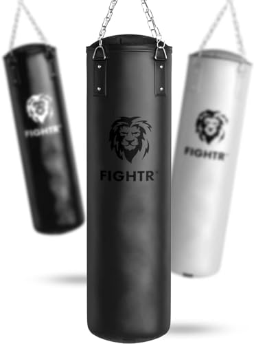 FIGHTR® Boxsack gefüllt/ungefüllt - extrem robust & langlebig | Boxsack Set inkl. 4-Punkt-Stahlkette für Boxen, Kickboxen, MMA, Muay Thai und weitere Kampfsportarten von FIGHTR