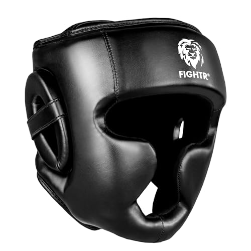 FIGHTR® Kopfschutz mit bestem Sitz für maximalen Schutz | Boxhelm für Sparring | Verstellbare Größe für Boxen, MMA, Muay Thai, Kickboxen & Kampfsport (Schwarz, L/XL) von FIGHTR