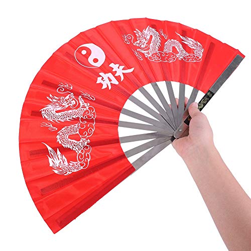 FILFEEL Edelstahl-FaltfäCher Chinesischer Tai Chi-Fan Kampfsport Kung Fu KampffäCher FüR MäNner und Frauen Leistung, Tanz, Dekorationen 64 X 35 cm (Rot) von FILFEEL