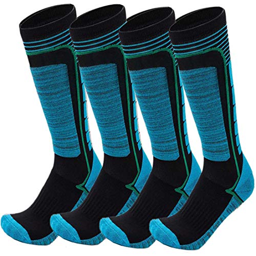 FINGER TEN 2Paar Skisocken Skistrumpf Sportsocken Baumwolle Socken Herren Damen Kinder Mädchen Jungen Verdicken Für Wintersport Snowboard Geschenk Größe 31-43 (Blau, L(39-43)) … von FINGER TEN