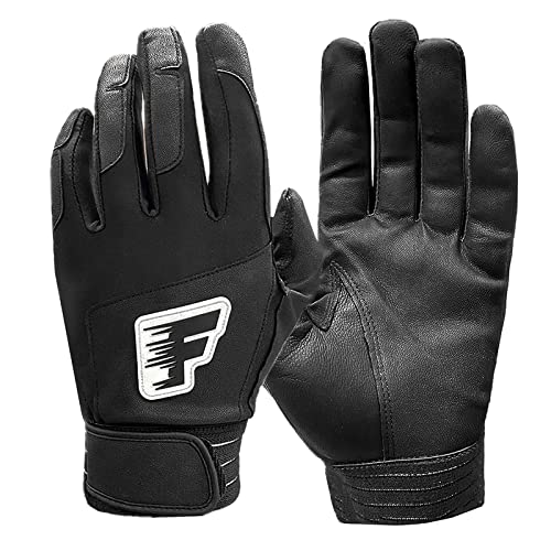 FINGER TEN Baseball Handschuhe Batting Gloves Super Grip and Protective Handschuhe, Jungen Mädchen Sommer Outdoor Sporthandschuhe (Adult Size-Schwarz, L Adult) von FINGER TEN