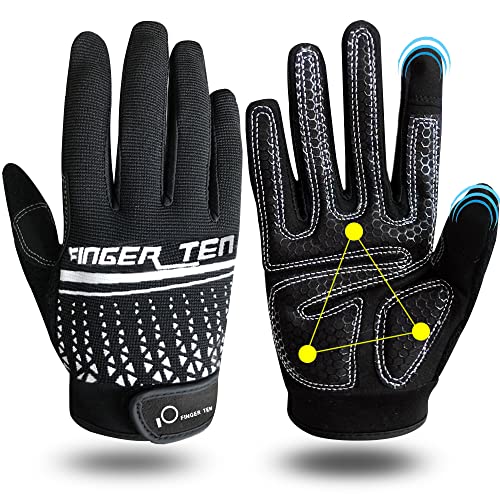 Fitness Handschuhe Herren Vollfinger Damen Traininghandschuhe Kraftsport Fitnesshandschuhe Handgelenkschutz Rutschfest Sporthandschuhe, für Bodybuilding Gym Krafttraining Training (Schwarz, L) von FINGER TEN