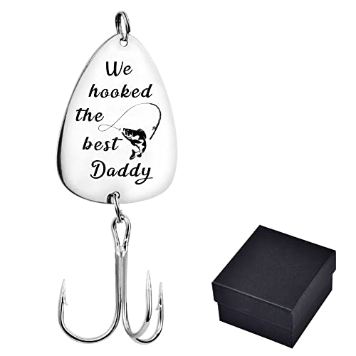 FINGERINSPIRE Edelstahl Dreifach Fischhaken Angeln Circle Hook mit Geschenk Box, Angeln Köder Haken, Angeln für Dad Geburtstag Thanksgiving Day We Hookded The Best Daddy von FINGERINSPIRE