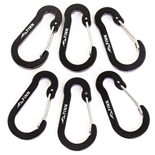 FINN Outdoors Schlüssel Karabiner, Schlüsselanhänger Karabiner, Mini Karabinerhaken mit Federverschluss, Mini Carabiner, Karabiner klein - 6 Stück von FINN Outdoors