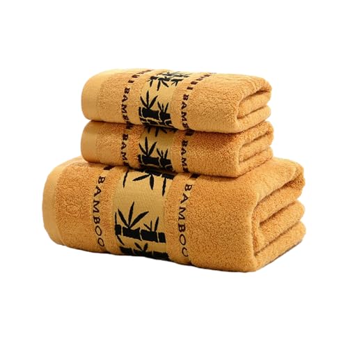 FIOERDTUIE Premium Handtücher Set aus Bambusfaser, Komfort für Badezimmer, Dicke, saugfähige, luxuriöse Badezimmerhandtücher, leicht zu reinigen, Gelb von FIOERDTUIE