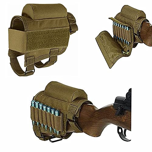FIRECLUB Buttstock, Hunting Shooting Tactical Cheek Rest Pad Ammo Pouch with 7 Shells Holder (Sand) von FIRECLUB