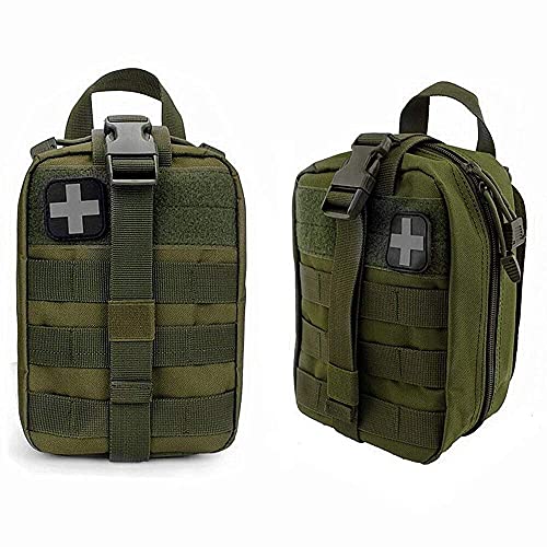 FIRECLUB Compact Tactical MOLLE Rip-Away Medical First Aid Utility Pouch 1000D Nylon for Hiking, Biking, Rock Climbing, Hunting, Sports (Green) von FIRECLUB