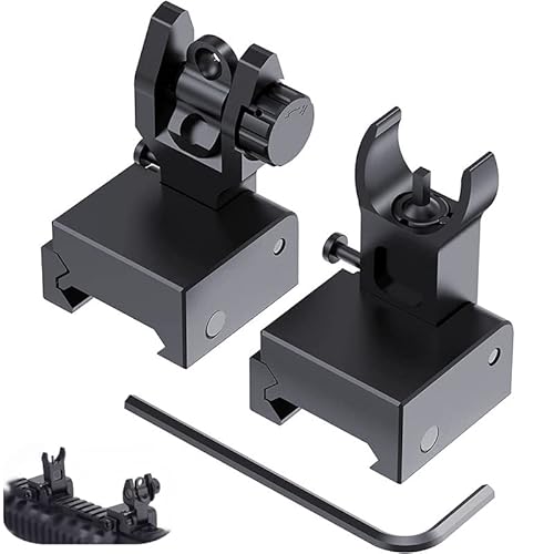 FIRECLUB Tactical Front and Rear Folding Flip up Iron Sights for Hunting(Schwarz-MZJ) von FIRECLUB