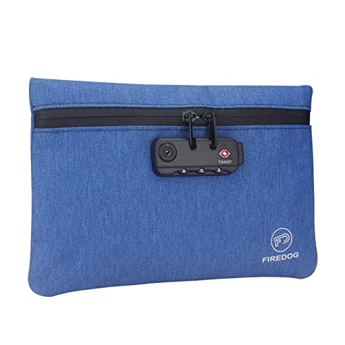 FIREDOG Geruchsdichte Tasche mit Schloss, 15,2 x 22,9 cm, geruchsdichte Tasche zur Aufbewahrung auf Reisen, Blau, S, lässig von FIREDOG