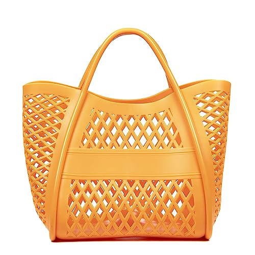 FIRENZE ARTEGIANI Libelulla Shopper Korb, aus perforiertem PVC, exklusives Design, 28 x 20 x 28 cm, Farbe: Orange, orange, Utility von FIRENZE ARTEGIANI