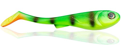 FISHN XL Hechtköder GrumpyOne Select - 55gr, 18cm, Extreme Schwimmaktion, Angelköder zum Hechtangeln, Softbait, Swimbait, hohe Fangkraft, Köder zum Angeln auf Hecht (Neon Perch) von FISHN