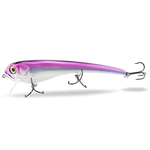 FISHN® Grumpy Father XL Wobbler, 1-5 Meter, 22cm, 112gr, Floating, 2 x Tauchschafeln, großer Schleppköder zum Hecht Angeln (GRUMPYFather Purple Star) von FISHN