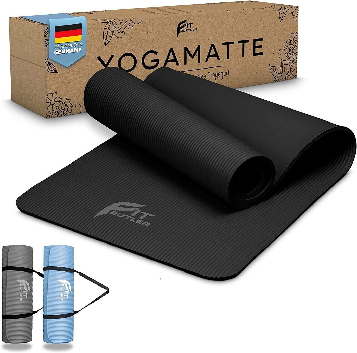 FIT BUTTLER Yogamatte Yogamatte Gymnastikmatte rutschfest Yoga Matte Sportmatte schwarz, extra weich von FIT BUTTLER