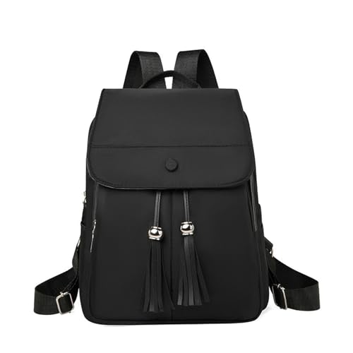FITLIN Rucksack Damen Schulbag Für College-Frauen, Einfache Und High-end, Modisches Quasten-festfarbdesign, Lässig Und Vielseitig-schwarz von FITLIN