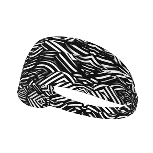 Dehnbares Sport-Haarband, für Damen und Herren, für Tennis, Laufen, Radfahren und Yoga, Schwarz und Weiß von FInpan