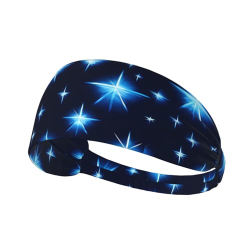 Dehnbares Sport-Haarband für Herren und Damen, Motiv: Cartoon-blauer Stern, für Tennis, Laufen, Radfahren und Yoga von FInpan