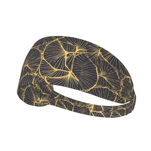 Golden Leaf Dehnbares Sport-Haarband, für Herren und Damen, Fitness-Stirnband für Tennis, Laufen, Radfahren und Yoga von FInpan