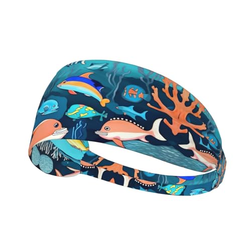 U-Boot-Delfine, dehnbares Sport-Haarband, für Herren und Damen, Fitness-Stirnband für Tennis, Laufen, Radfahren und Yoga von FInpan