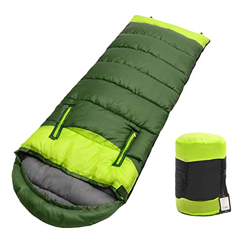 FJROnline 4-Jahreszeiten-Schlafsack, tragbarer, leichter Schlafsack mit Reißverschlusslöchern für Arme und Füße, zum Wandern, Reisen und Outdoor-Aktivitäten (grün) von FJROnline