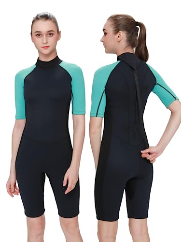 FLEXEL Neoprenanzug Herren und Damen kurz, 3mm/2mm Shorty Schwimmanzug Rückenreißverschluss Badeanzug Kurze Tauchanzüge Neopren Wetsuit für Tauchen, Surfen, Schnorcheln von Flexel