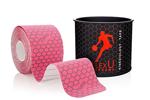 FLEXU Kinesiology Tape: Vorgeschnittene Einzelrolle, fortgeschrittene Stärke und Flexibilität, langanhaltende therapeutische Erholung, Sporttape (Rosa). von FLEXU