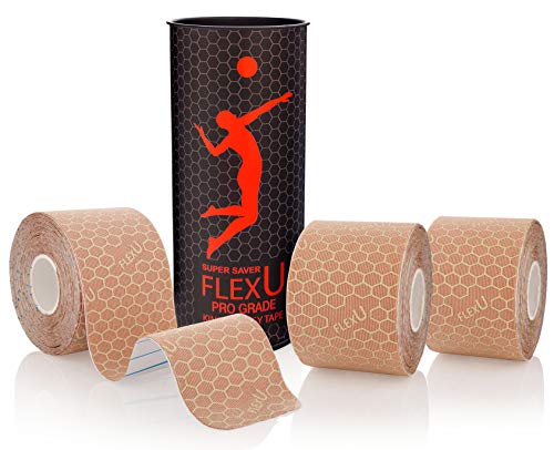 FLEXU Supreme, Kinesiologietape, wasserfestes Sporttape 3 Rollen á 60 Zuschnitte 5 x 25 cm, bietet Unterstützung & Stabilität für Muskeln und Gelenke, während & nach dem Training von FLEXU