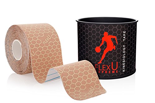 FLEXU Kinesiology Tape: Vorgeschnittene Einzelrolle, fortgeschrittene Stärke und Flexibilität, langanhaltende therapeutische Erholung, Sporttape (Beige). von FLEXU