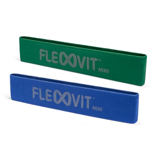 FLEXVIT Mini Band – Fitnessbänder für allgemeine Stabilisierungsübungen in Athletic Grün und Power Blue, Dehnung, Aktivierung und Mobilisierung, 6 Stärken, für Anfänger und Profis von FLEXVIT