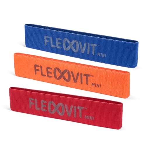 FLEXVIT Mini Band – Fitnessbänder für allgemeine Stabilisierungsübungen in Core Orange, Power Blue und Prehab Red, Dehnung, Aktivierung und Mobilisierung, 6 Stärken, für Anfänger und Profis von FLEXVIT
